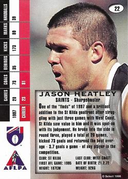 1998 Select AFL Signature Series #22 Jason Heatley Back